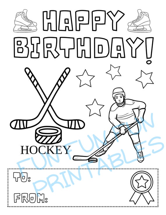 printable birthday cards hockey