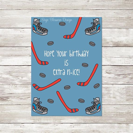 printable birthday cards hockey