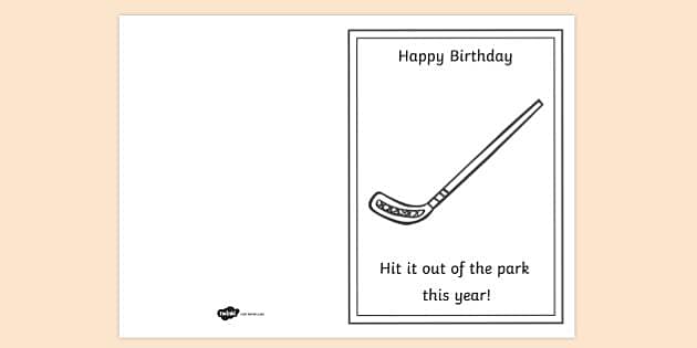 printable birthday cards hockey