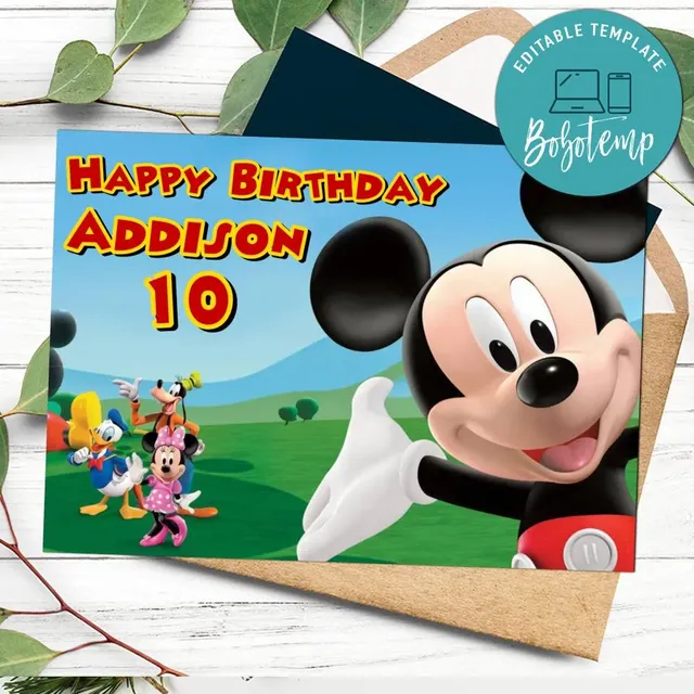 printable birthday cards mickey mouse
