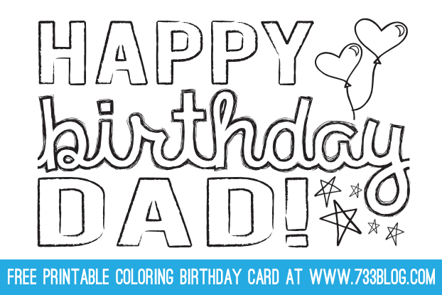 printable birthday cards to color for daddy