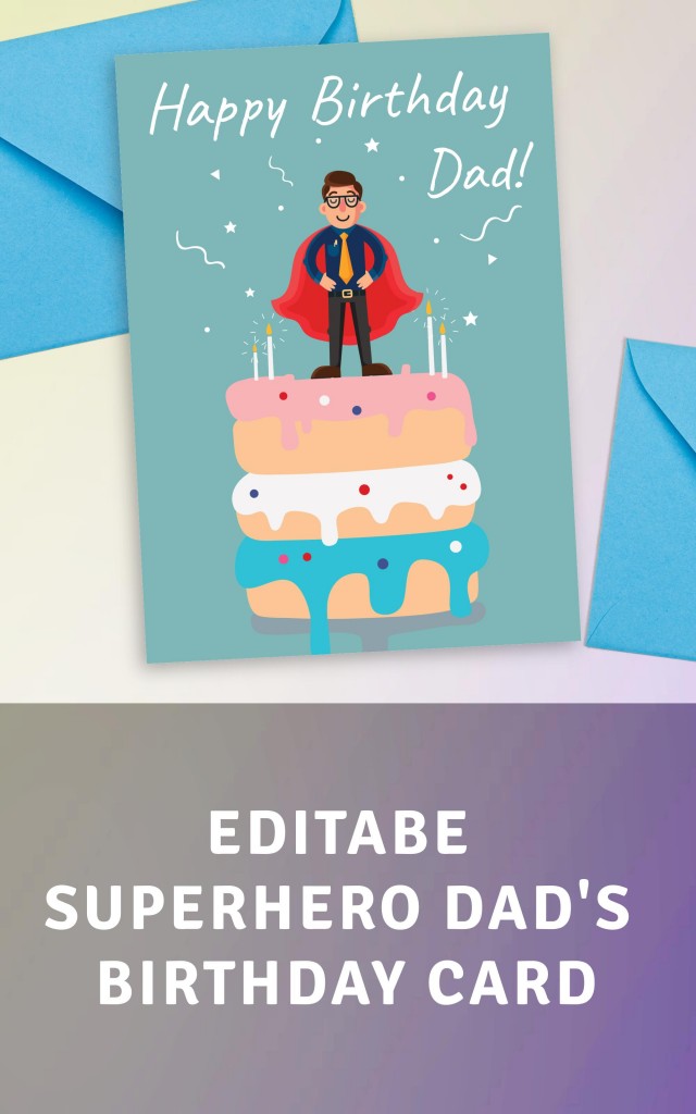 Printable Birthday Card for Dad From Daughter Son, Instant ...