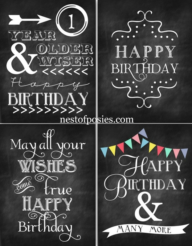 Happy Birthday Chalkboard Printables - Nest of Posies