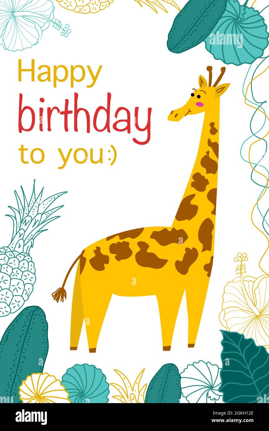 printable birthday cards with giraffes