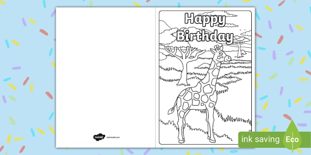 printable birthday cards with giraffes