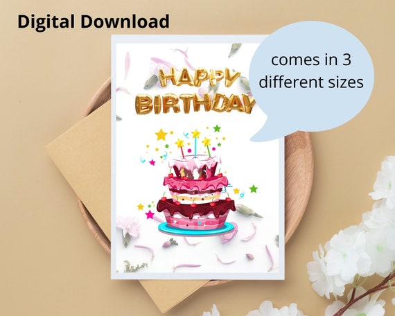 Printable Birthday Card Happy Birthday Digital Birthday Cards ...
