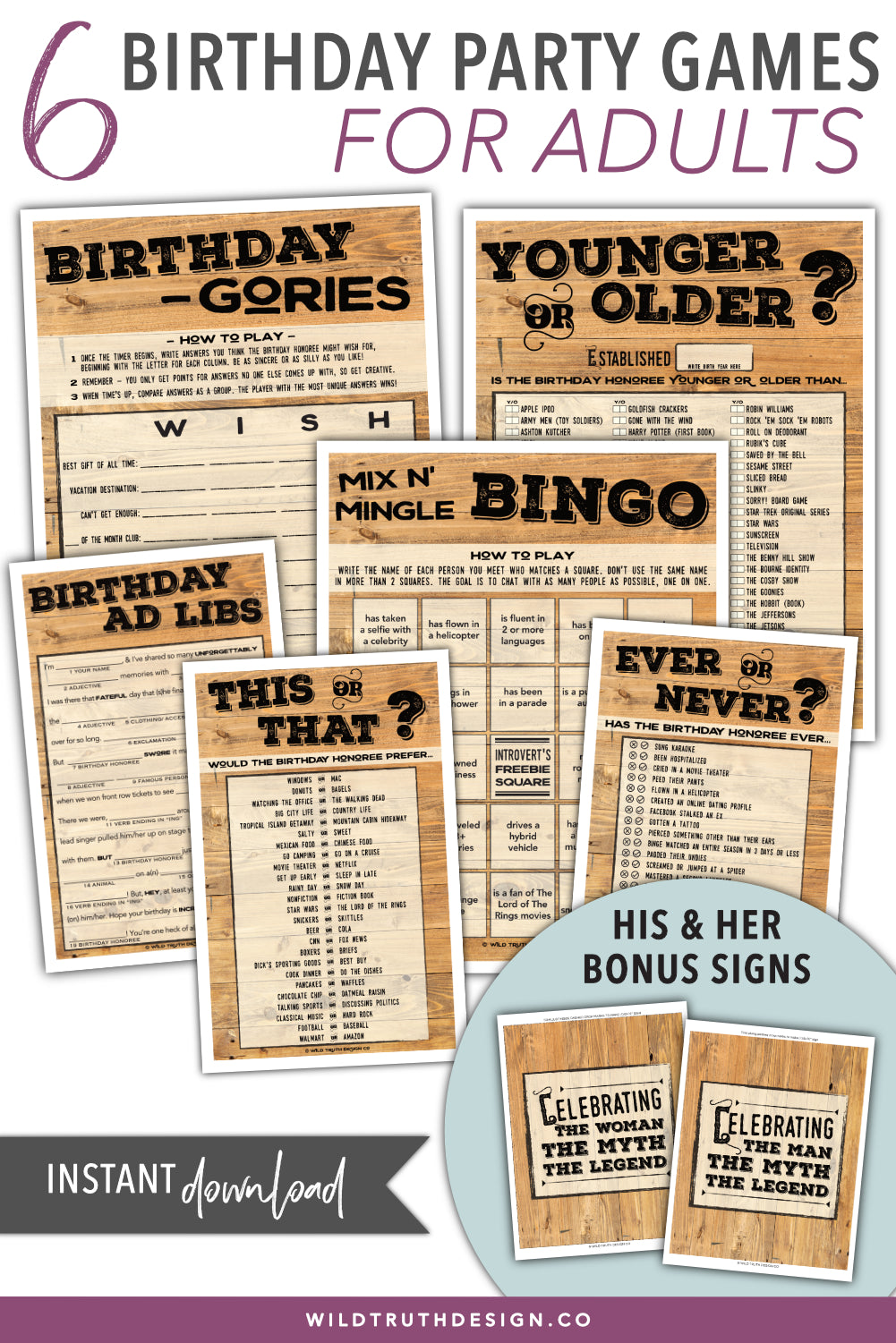 Womens &  Mens Birthday Games Bundle (Gender Neutral)