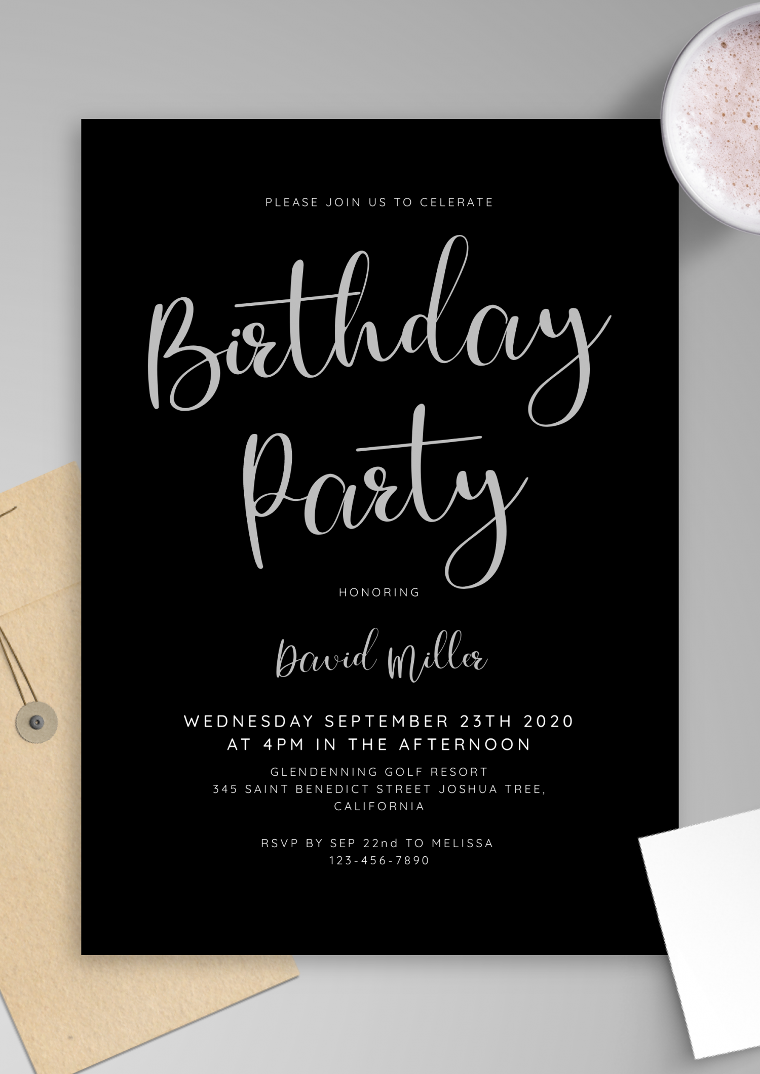 printable birthday invitation cards black and white