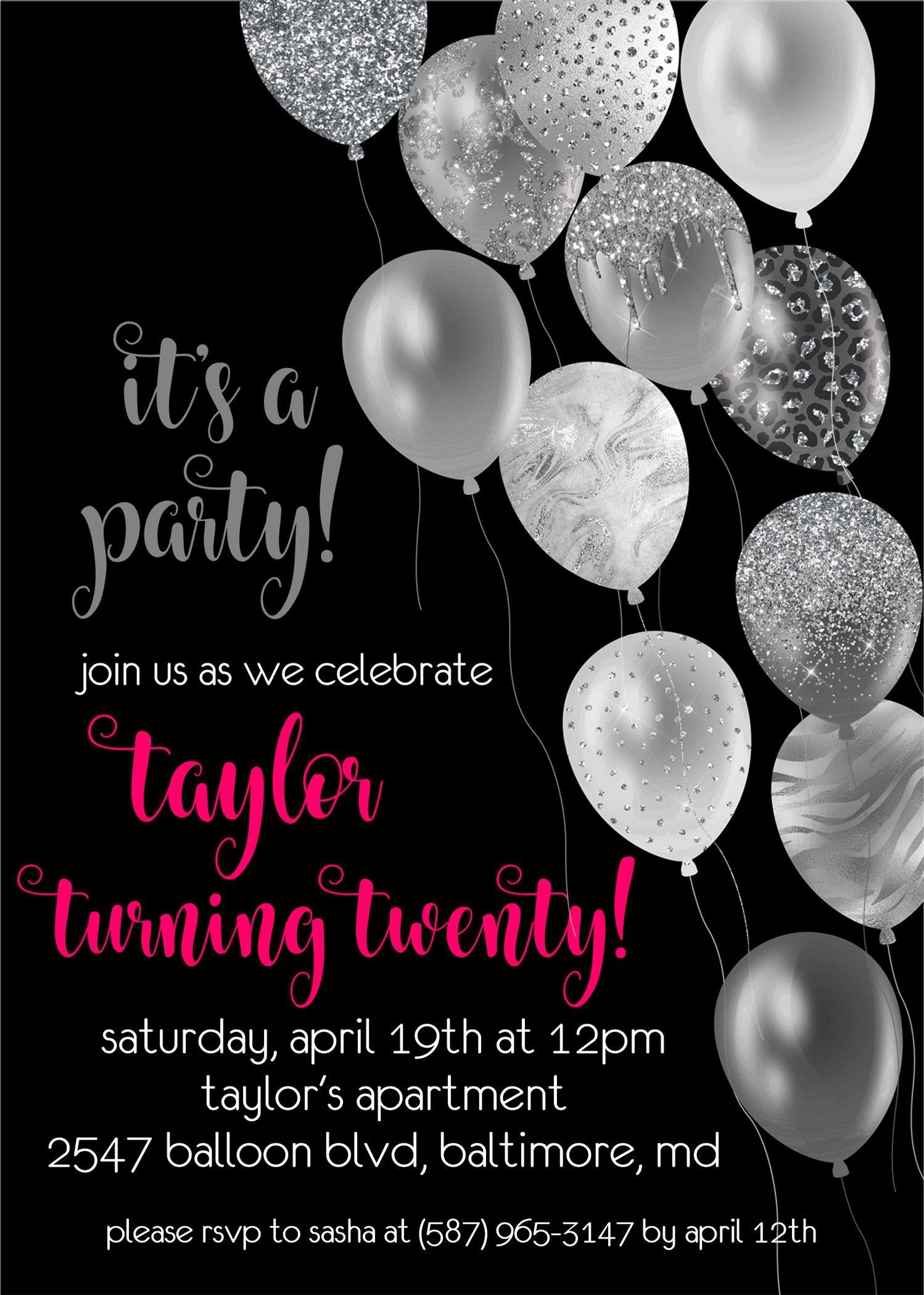 printable birthday invitation cards black and white