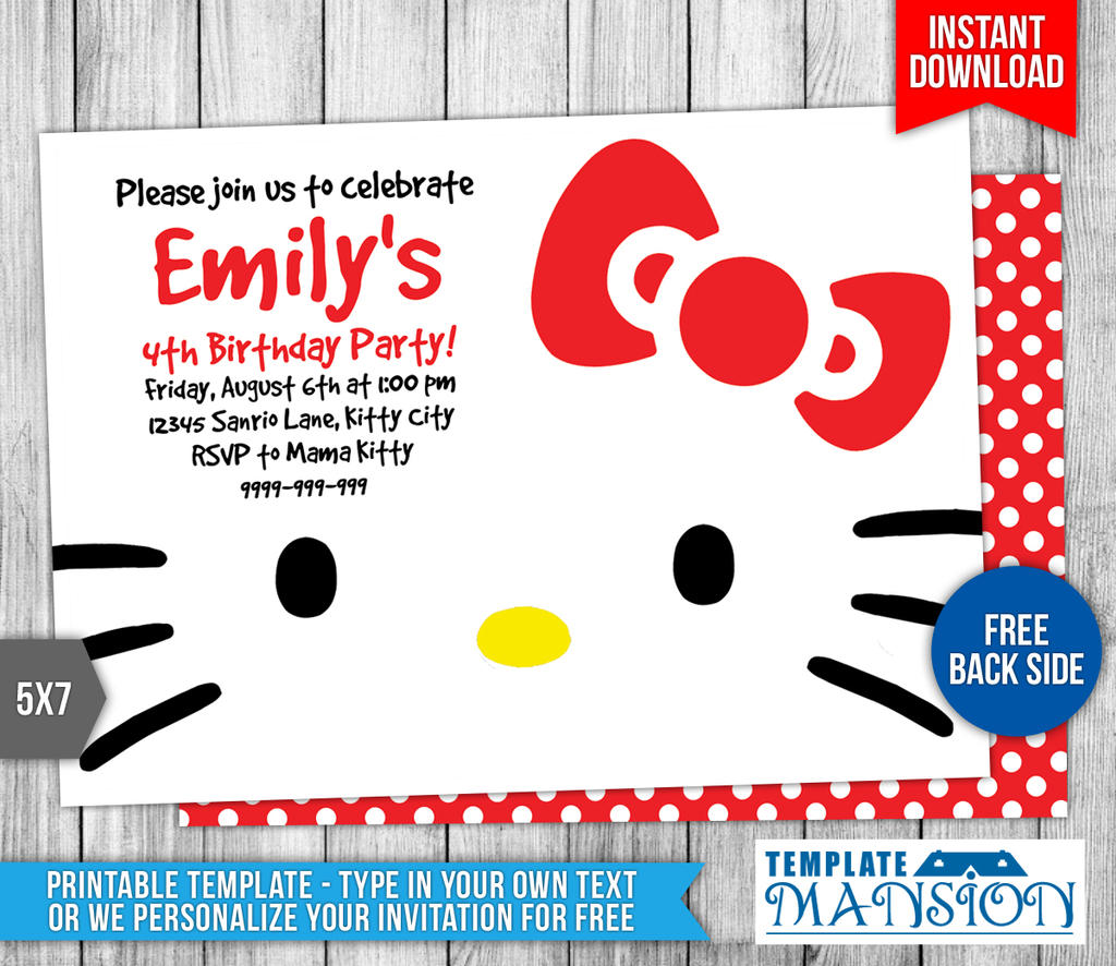 Hello Kitty Birthday Invitation by templatemansion on DeviantArt