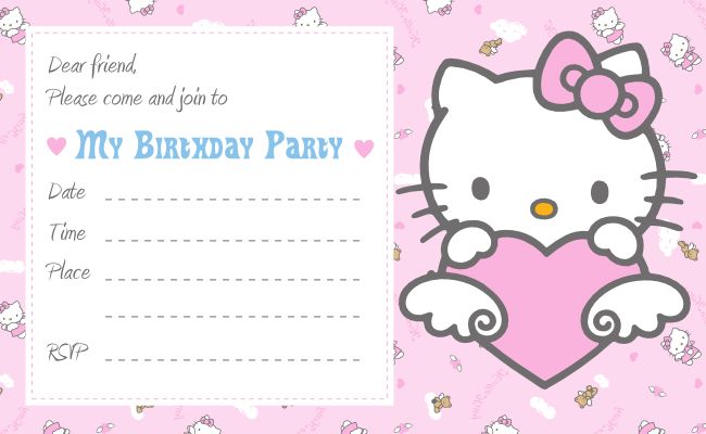 printable birthday invitation cards hello kitty