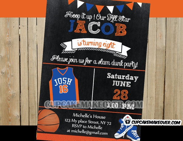 Basketball Chalkboard Birthday Party Invitation - Personalized ...