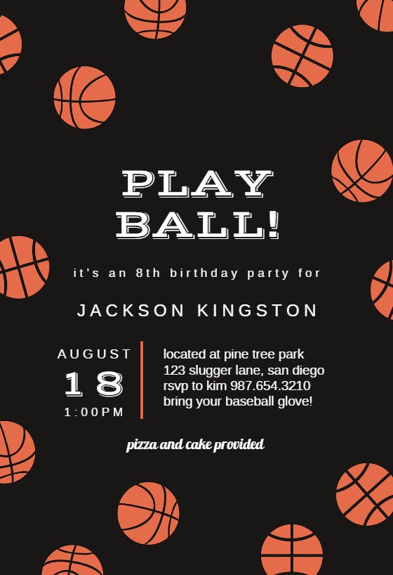 printable birthday invitations basketball