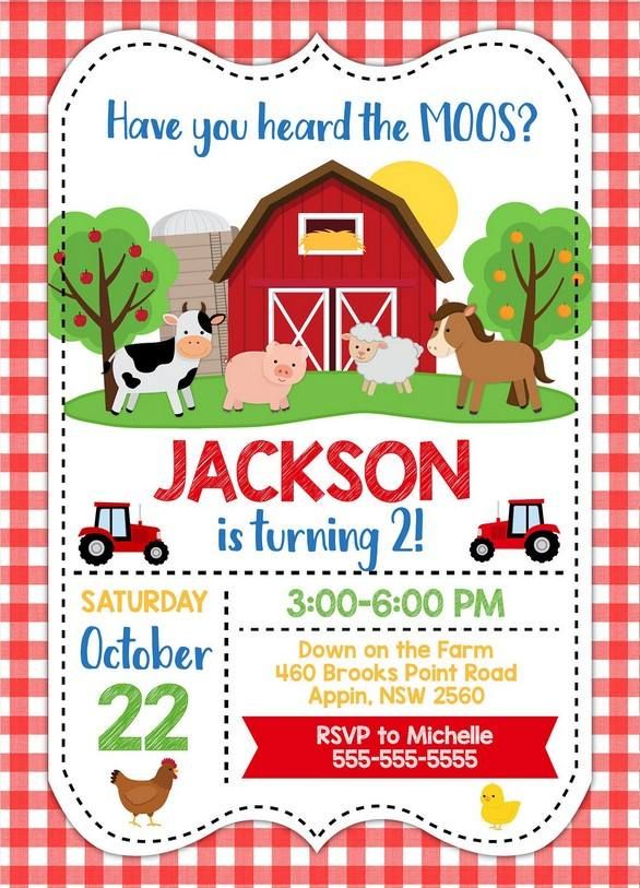 printable birthday invitations farm