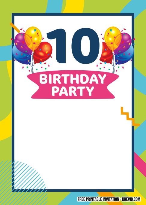 printable birthday invitations for 10 year old boy