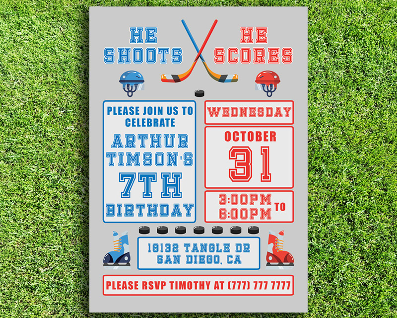 printable birthday invitations hockey