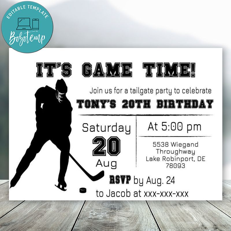 printable birthday invitations hockey