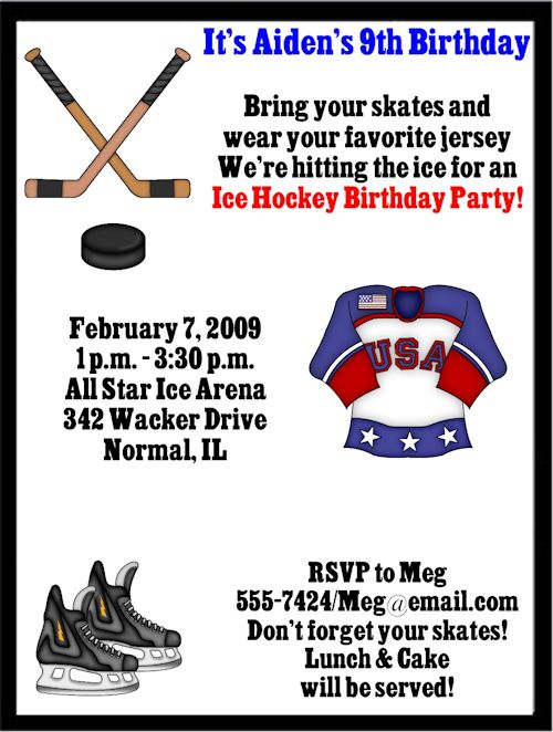 Hockey Birthday Invitations Ideas