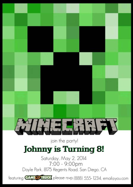 printable birthday invitations minecraft