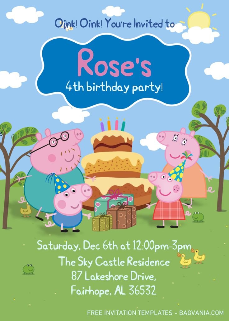 printable birthday invitations peppa pig