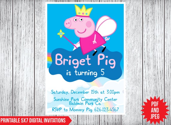 printable birthday invitations peppa pig