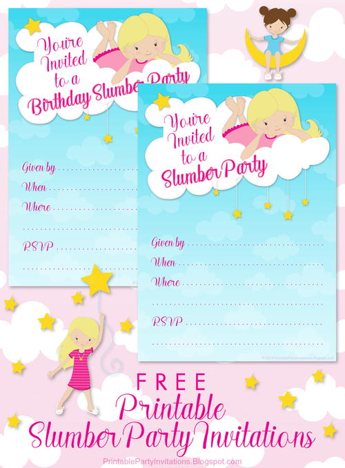 Printable Slumber Party Invitations | AllFreePaperCrafts.com