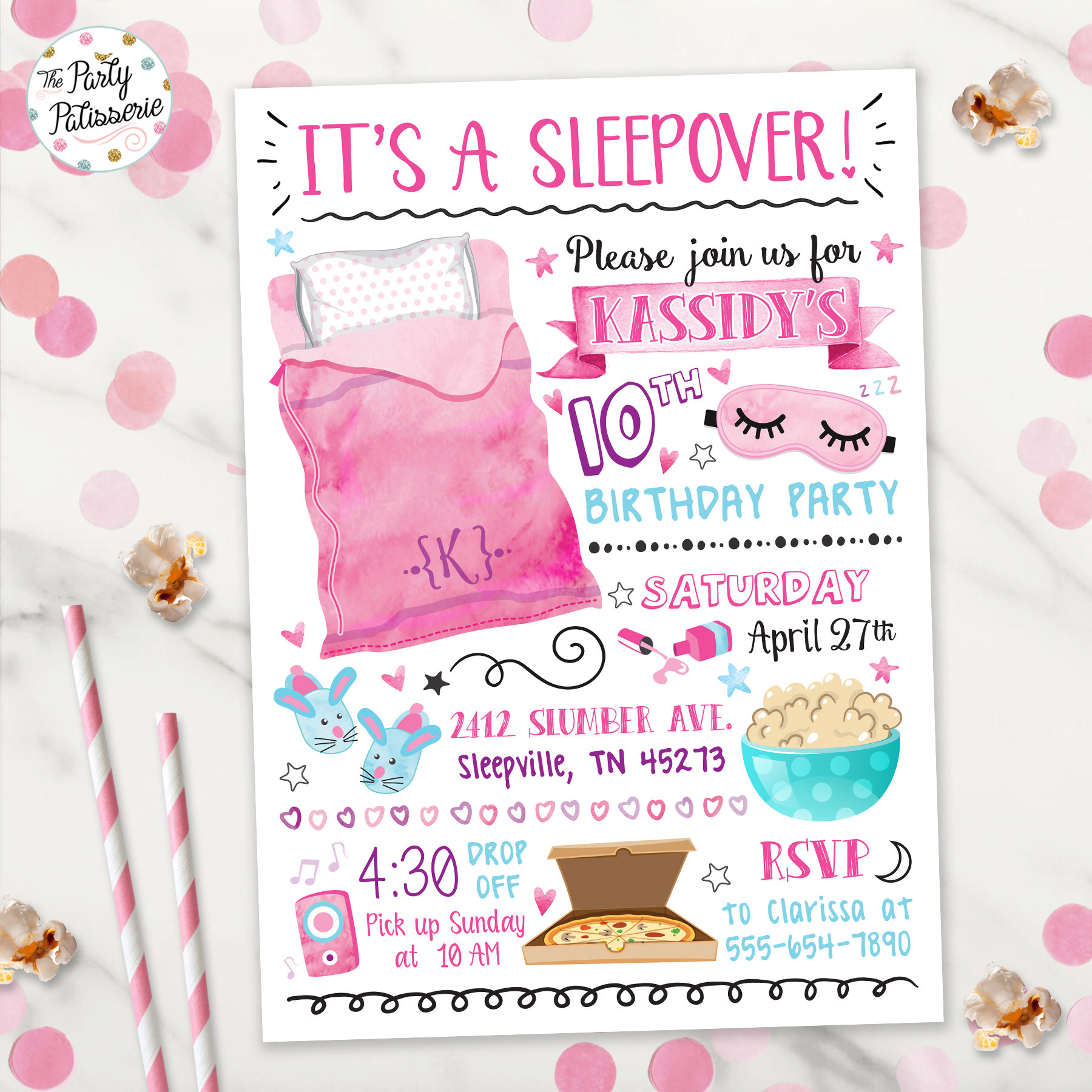 printable birthday invitations sleepover