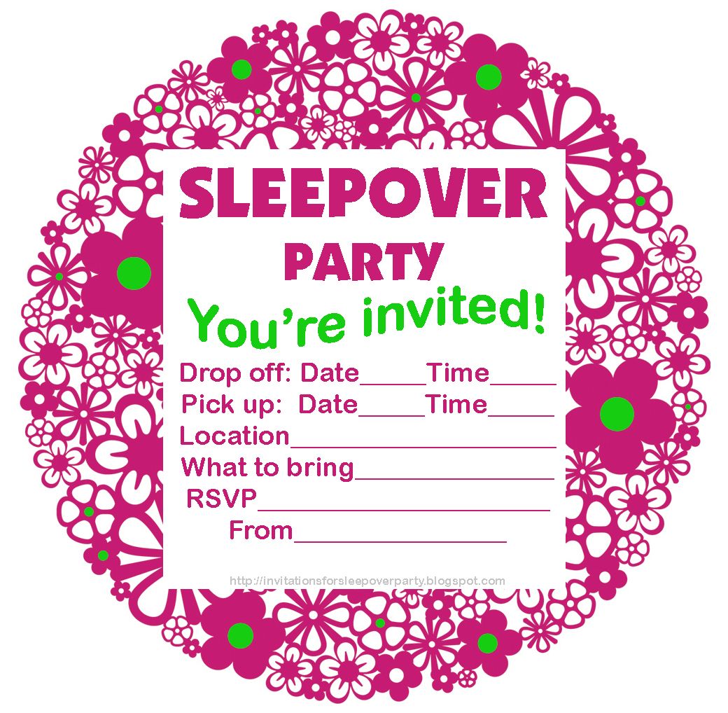 INVITATIONS FOR SLEEPOVER PARTY