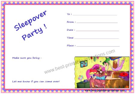 Free Pajama Party Invitation