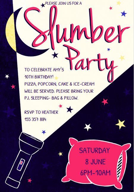 printable birthday invitations sleepover