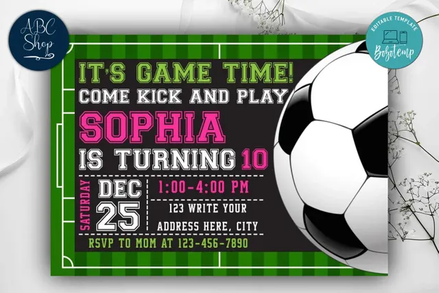 printable birthday invitations soccer theme