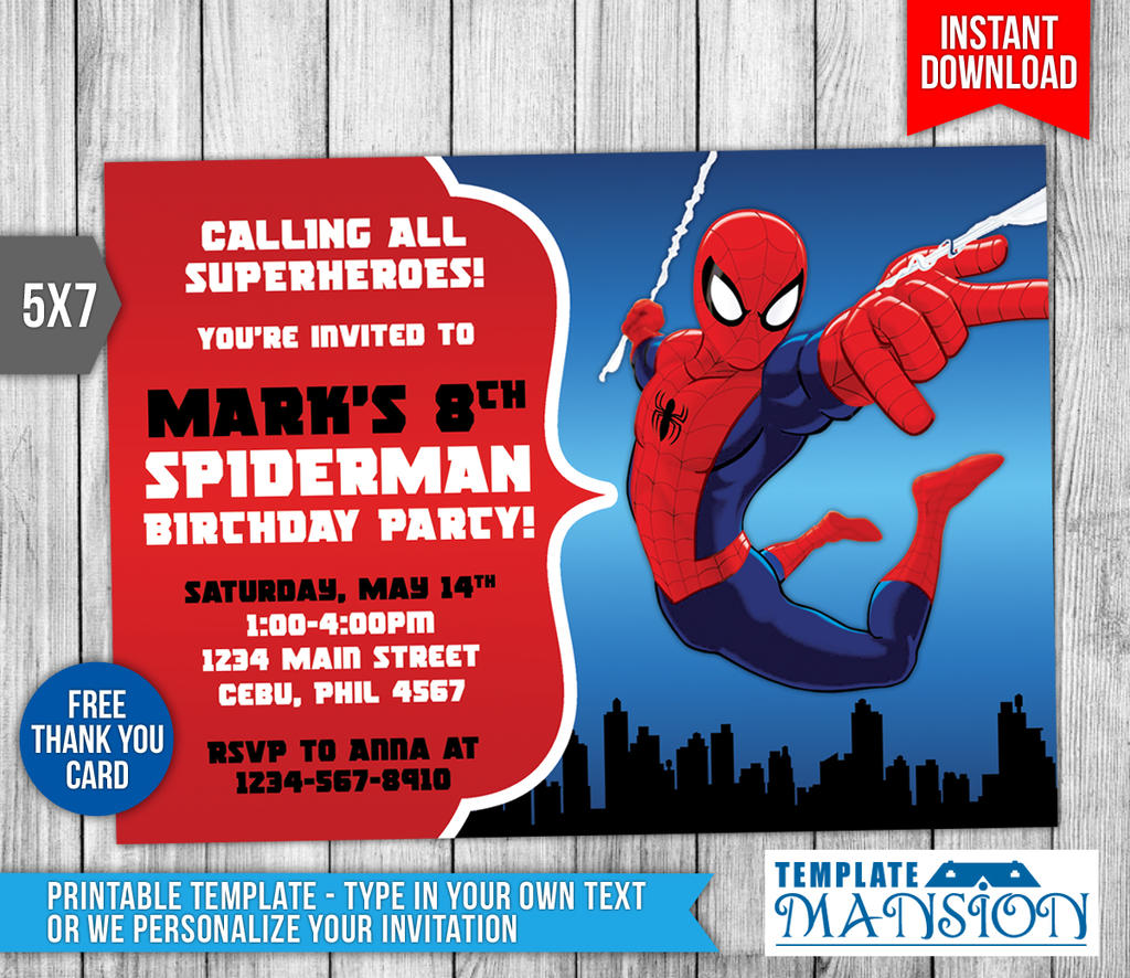 Spiderman Invitation, Birthday Invitation, PSD by templatemansion ...