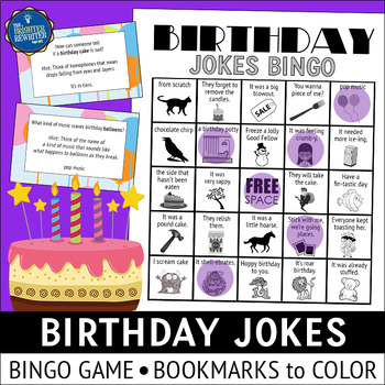 Happy Birthday Jokes Bingo Game &  Printable Bookmarks to Color | TPT