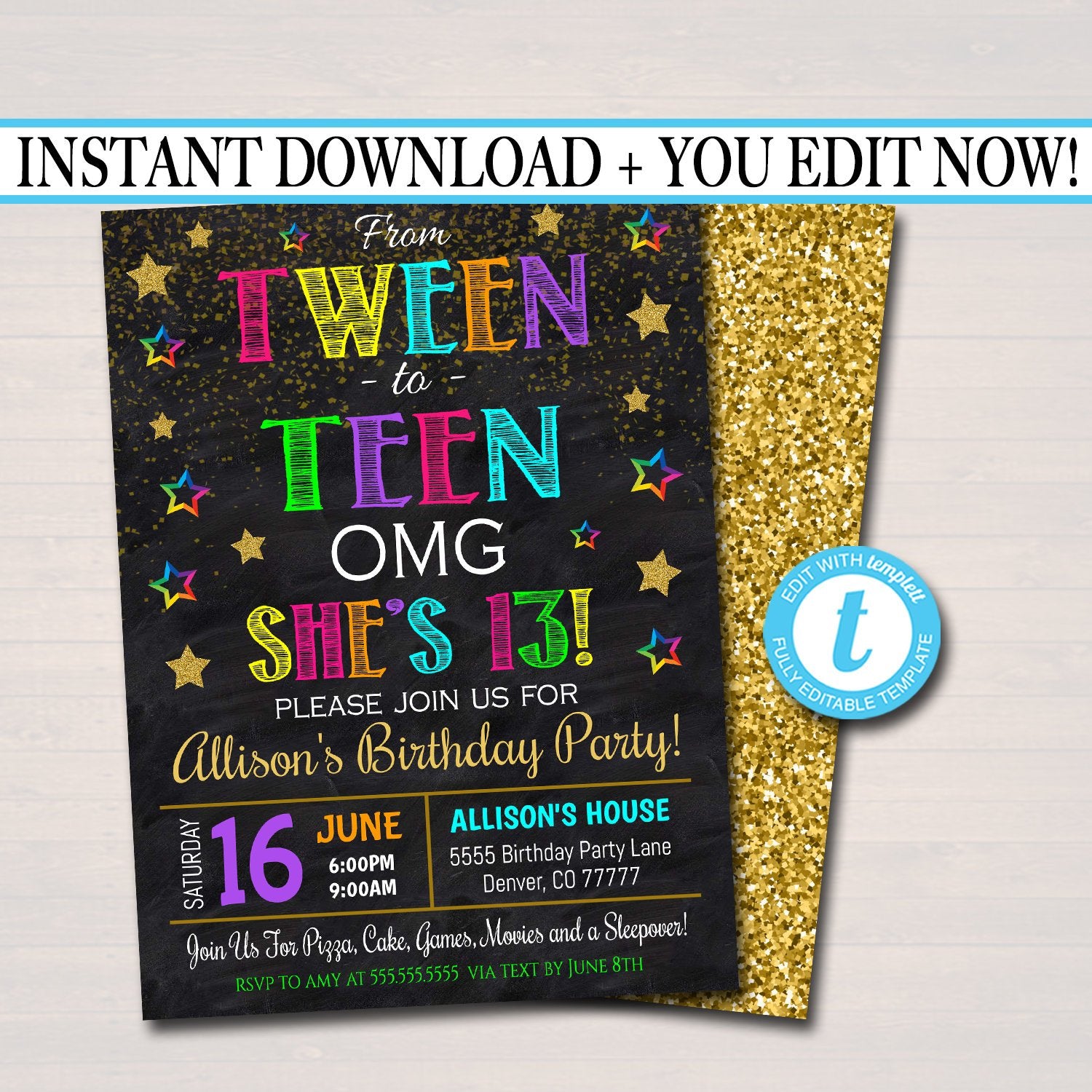 printable birthday party invitations for 13 year old