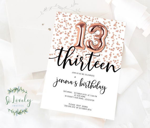 printable birthday party invitations for 13 year old