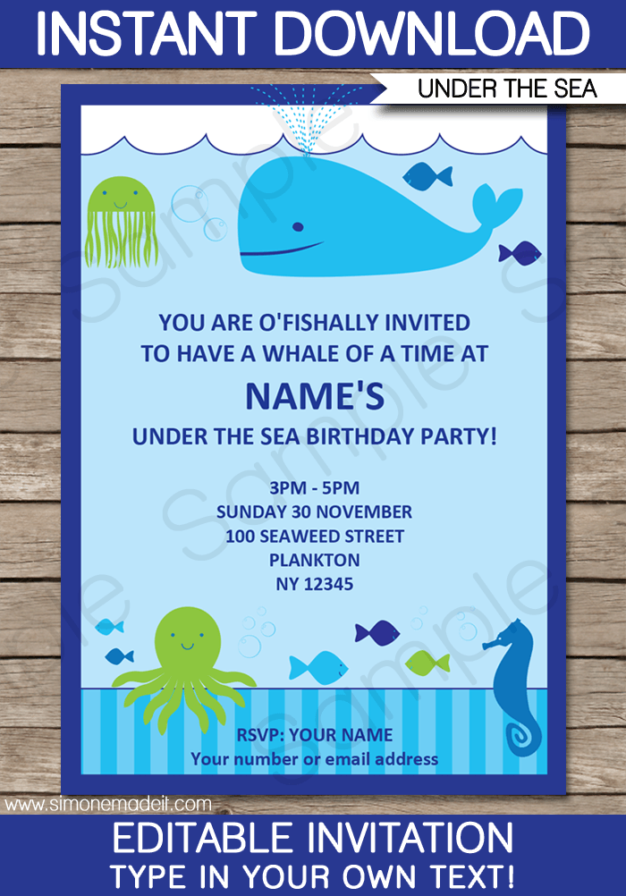 Under the Sea Party Invitations Template