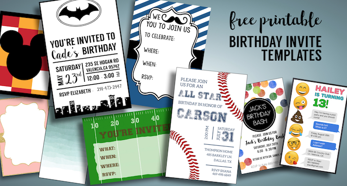 printable birthday party invitations templates