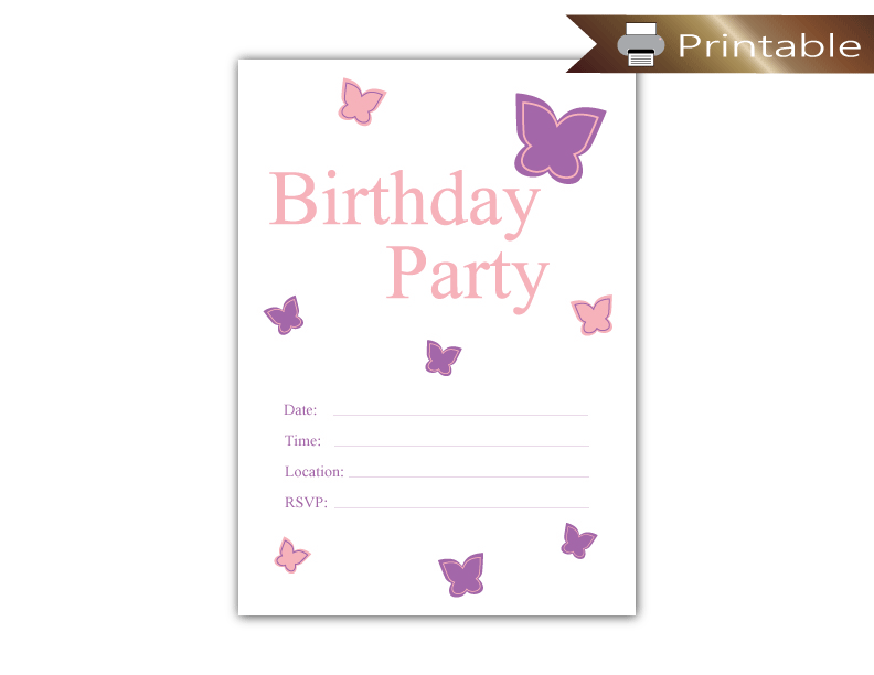 Printable Butterfly Birthday Party Invitation - Girls Birthday ...