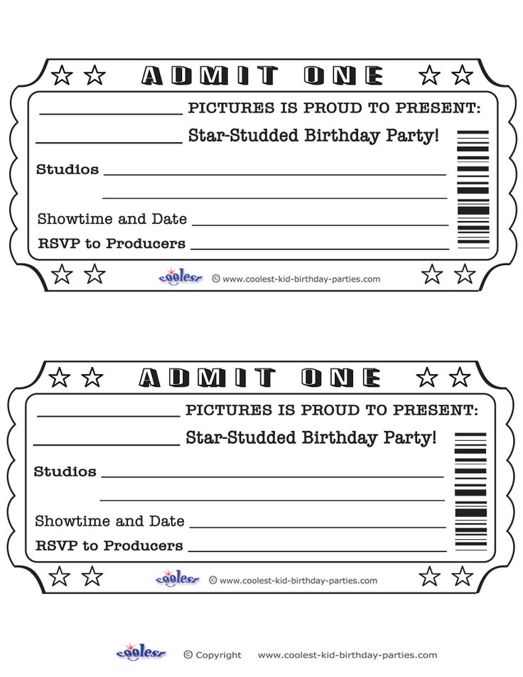 Printable Admit One Invitations