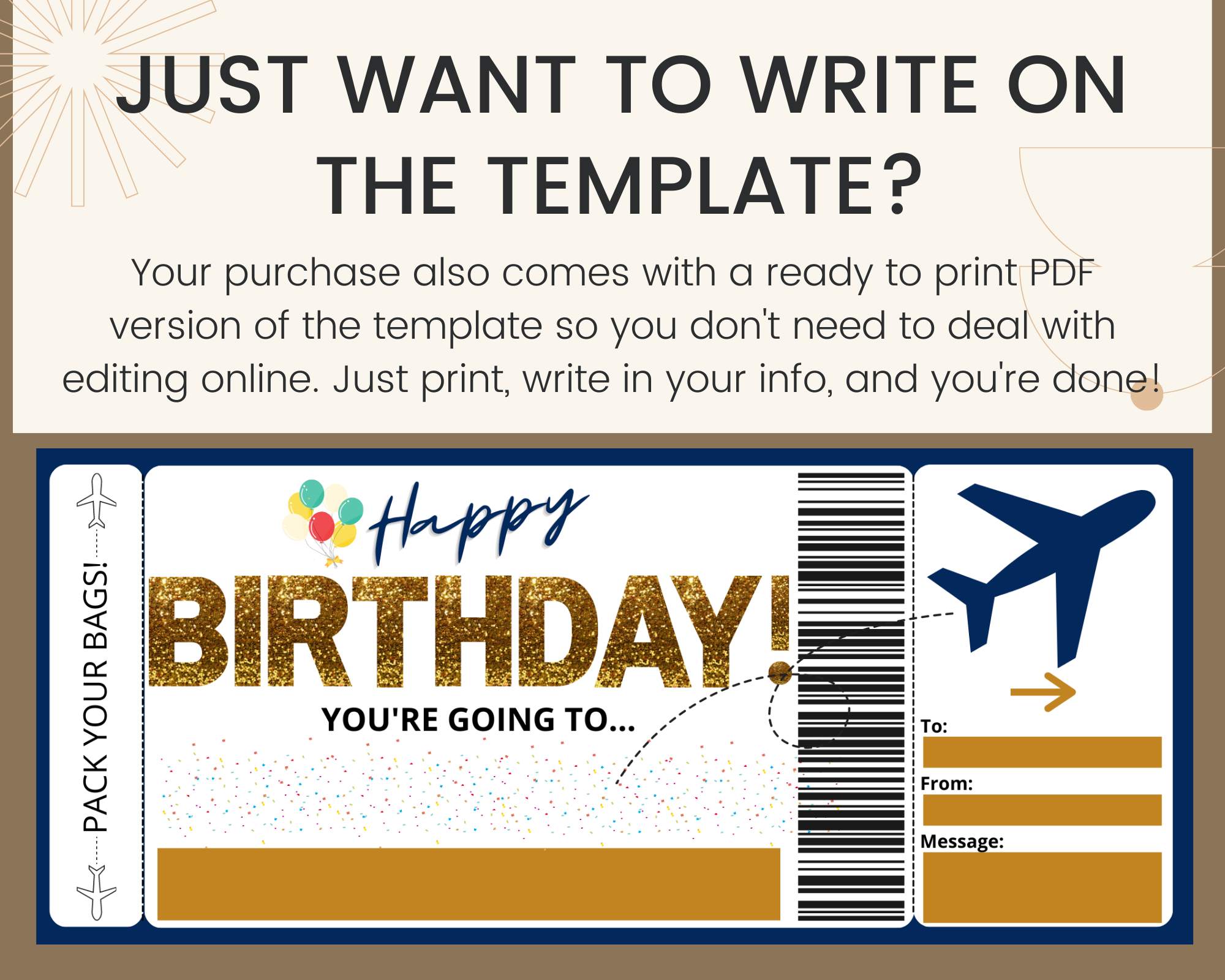 Birthday Boarding Pass: Printable Flight Ticket - Printed Smile Shop
