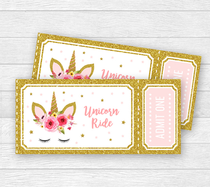 Free Unicorn Birthday Admission Tickets, Instant Download ...