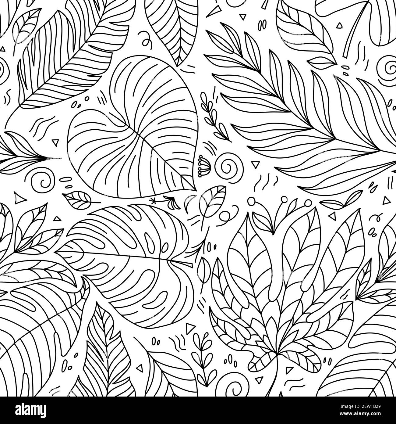 Leaf pattern print Black and White Stock Photos &  Images - Alamy