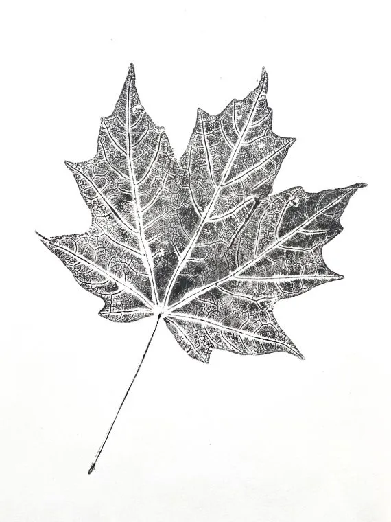 DIY Wall Art For Fall: Black &  White Leaf Printing -