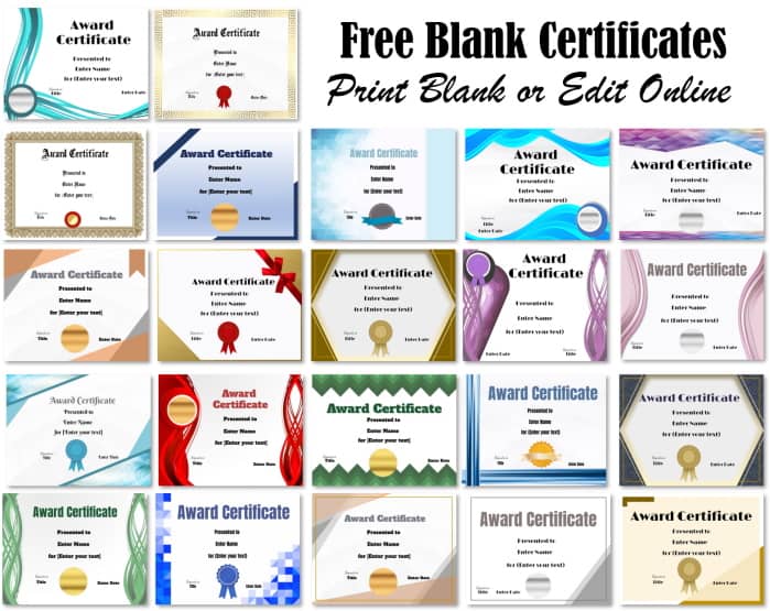 printable blank award certificates