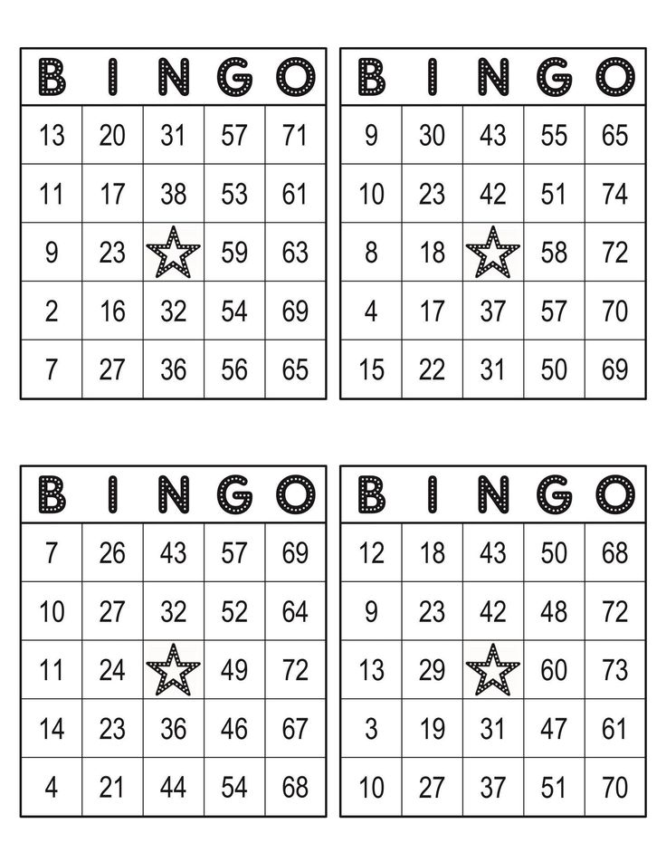 printable blank bingo cards 4 per page