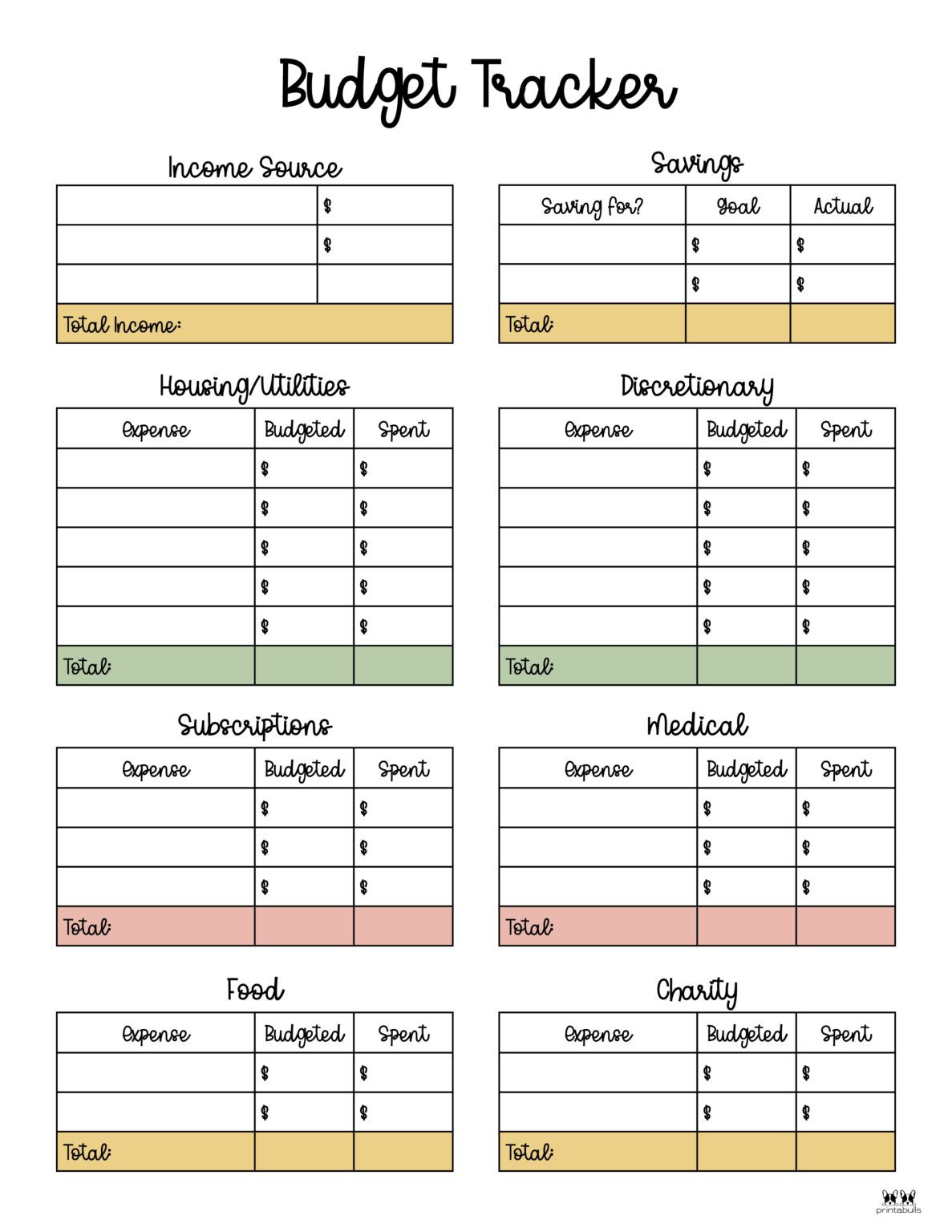 Monthly Budget Planners - 20 FREE Printables | Printabulls