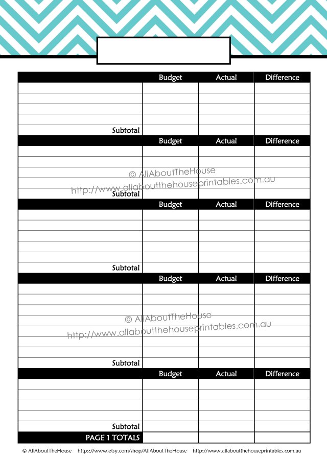 Editable Budget Printable template worksheet monthly weekly ...