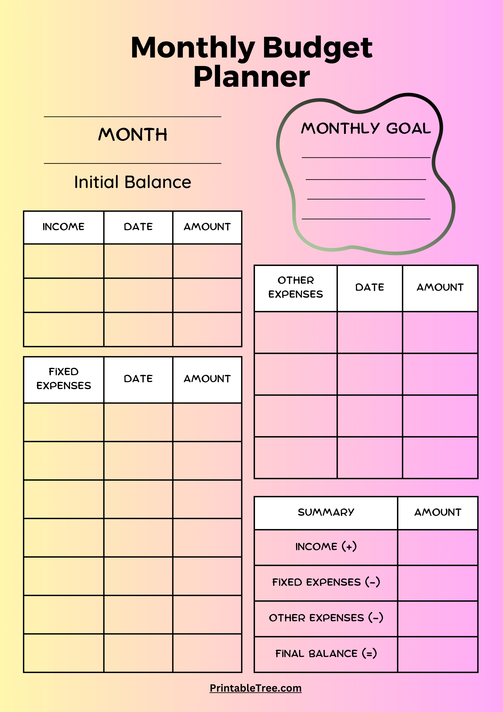 Free Download Printable Monthly Budget Planner PDF Templates Free Download Printable Monthly Budget Planner PDF Templates