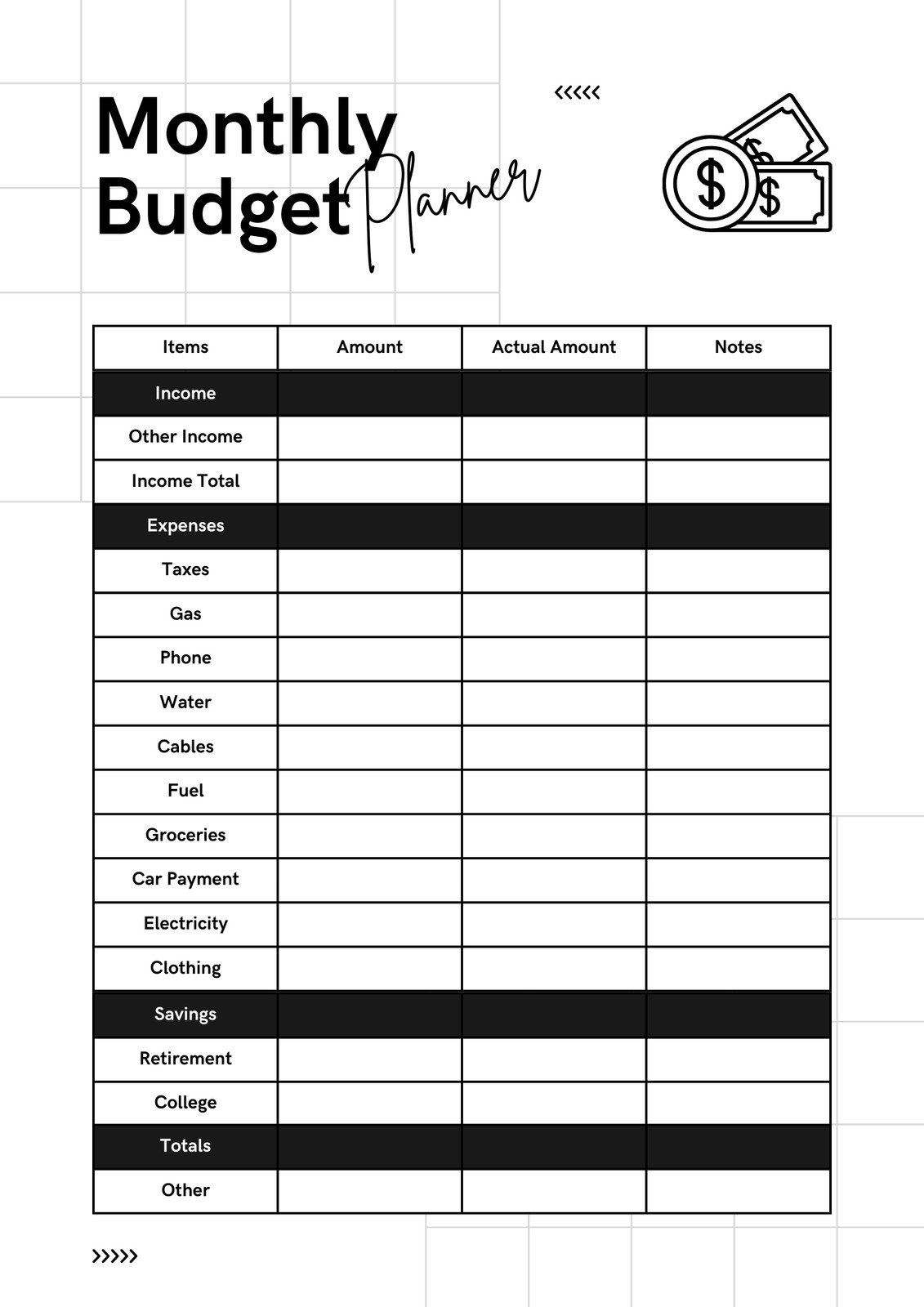 Free and customizable budget templates