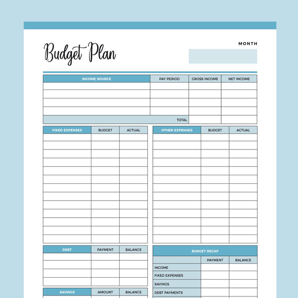 printable blank budget worksheet